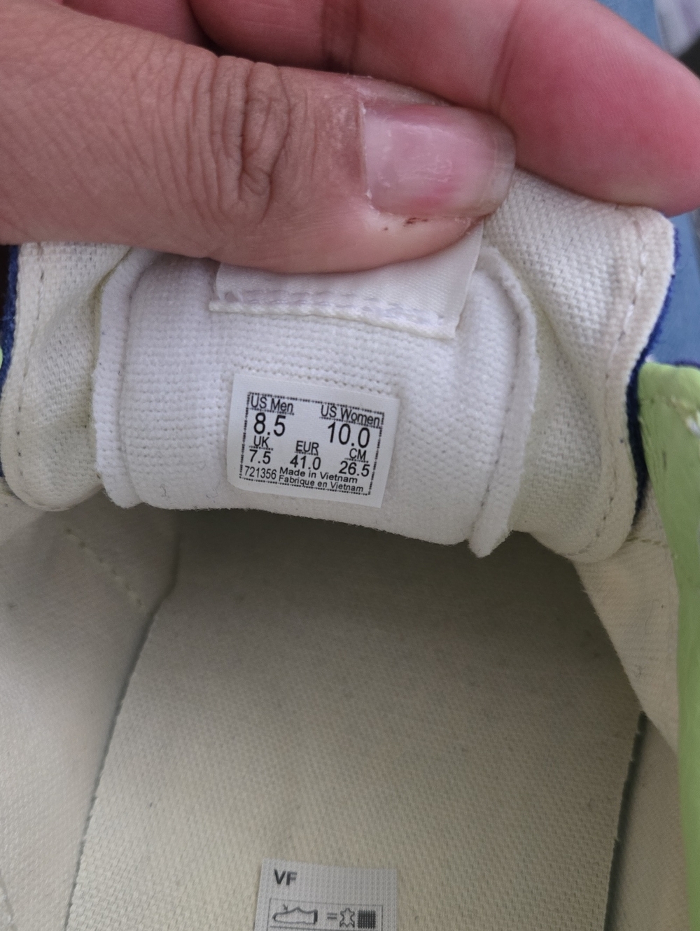 Vans Checkerboard Low-Top Sneakers in Blue and Lime - Picture 5 of 7
